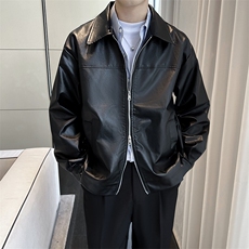 得物品质秋男皮夹克拼接宽松皮衣外套JK634P72，男装夹克，星座1013-1