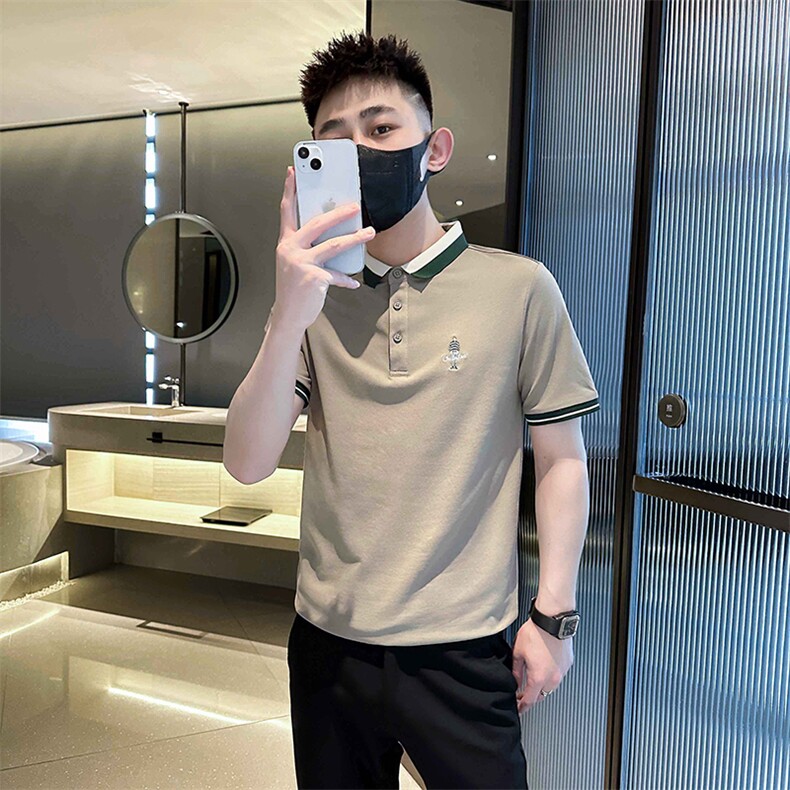 2024小人刺绣小伙风短袖T恤痞帅时尚翻领Polo衫T0267-P50图片