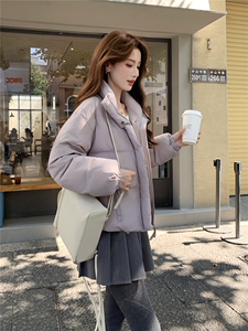 现货新款独特超好看短款羽绒服女款冬季立领面包服小个子羽绒外套图片