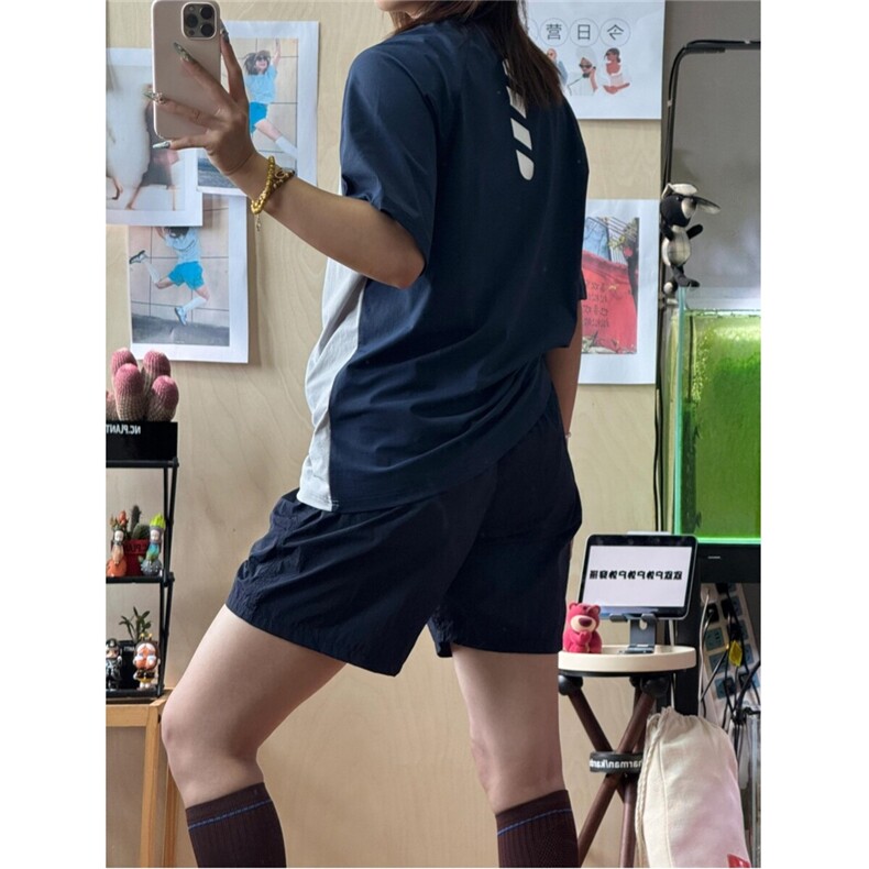 美式撞色拼接小领口短袖T恤男夏季潮牌薄款透气宽松运动半袖体恤,男装T恤,星座807-3