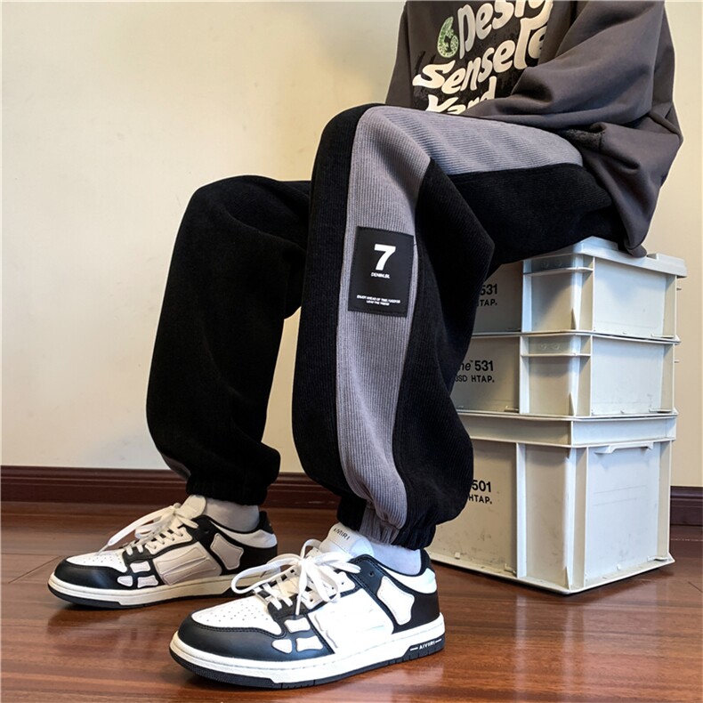 K77P50控68秋季新款欧棉绒裤子男宽松束脚裤男卫裤男裤,男装休闲裤,电商D229A