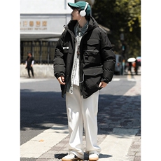 冬上新加棉加厚潮牌棉服拼色连帽棉衣外套男女8323-P125控价168，男装棉衣，电商A441-1