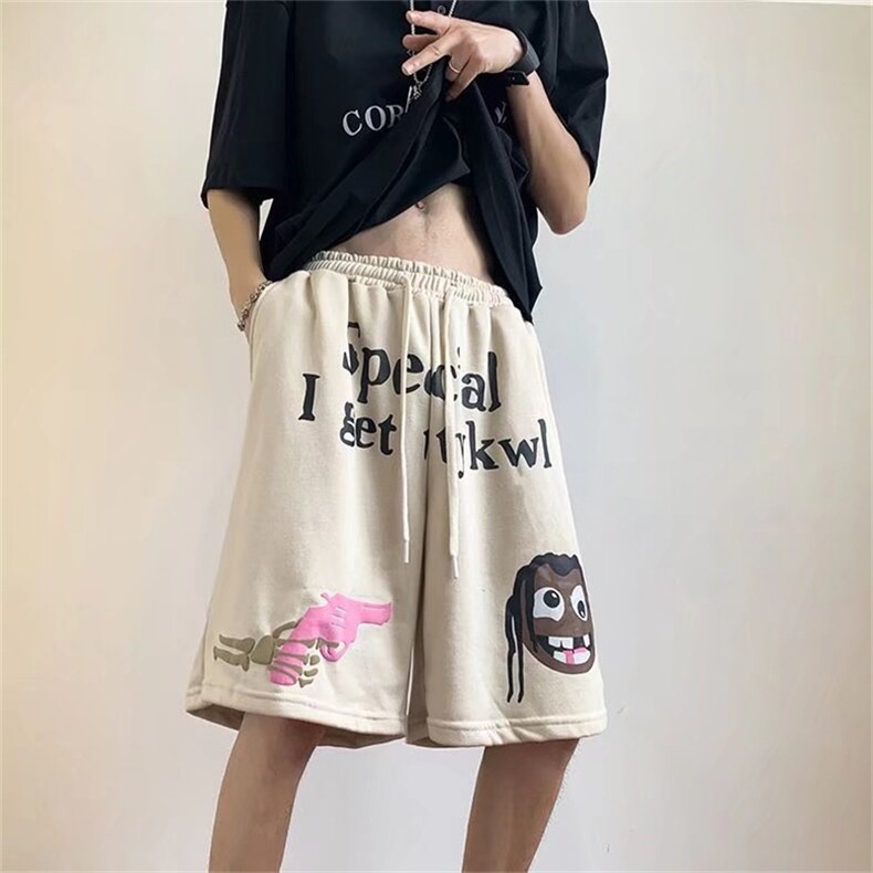 夏季高街美式复古运动短裤街头潮潮牌情侣五分裤男K3371-P28,男装休闲裤,星座512-2