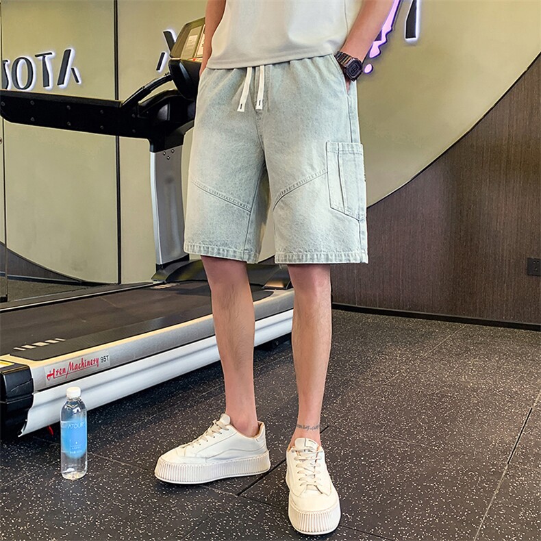 牛仔短裤男夏季2025新款潮牌休闲宽松运动男士短裤A313-1-K66-P68,男装牛仔裤,电商A313-1