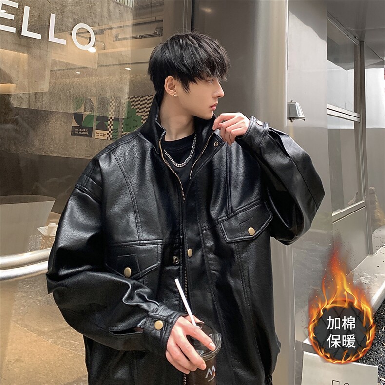 现货不缺货 加棉加厚宽松皮衣 时尚工装夹克 1209-1-JK13J-P108图片