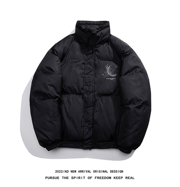 白鸭绒白底冬季潮流印花抽绳设计立领羽绒服YR212P195控258,男装羽绒服,电商A247-1