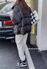 拼接毛羽绒服，女装羽绒服，E品