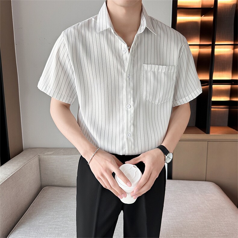 2024年春夏季潮夏季方领短袖青年薄款男装衬衫上衣C524-P35,男装衬衫,星座308B-2