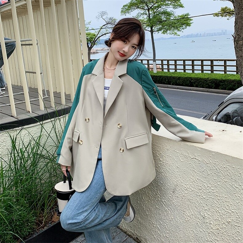 【现货】2022秋后背设计假两件撞色西服251-602-P155-K218，女装西装，浙宝189