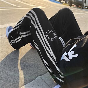 男秋季新款港风休闲裤刺绣排扣裤子FK16P33图片