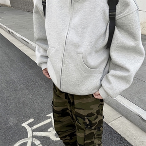 抖音得物高品质 25秋冬美式高街宽松结构防风高领连帽卫衣外套W60图片