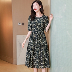 杭州重磅真丝连衣裙女夏季2025新款时尚印花显瘦高端桑蚕丝裙子，女装连衣裙，阿舍尔精品