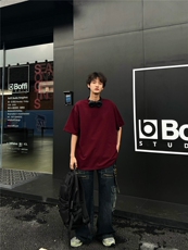 抖音得物品质!精梳棉重磅纯色短袖t恤宽松打底衫，男装T恤，星座310A-4