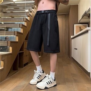 夏季休闲重磅华夫格运动宽松腰带短裤男X416B-1-DK1088-特P30限58图片