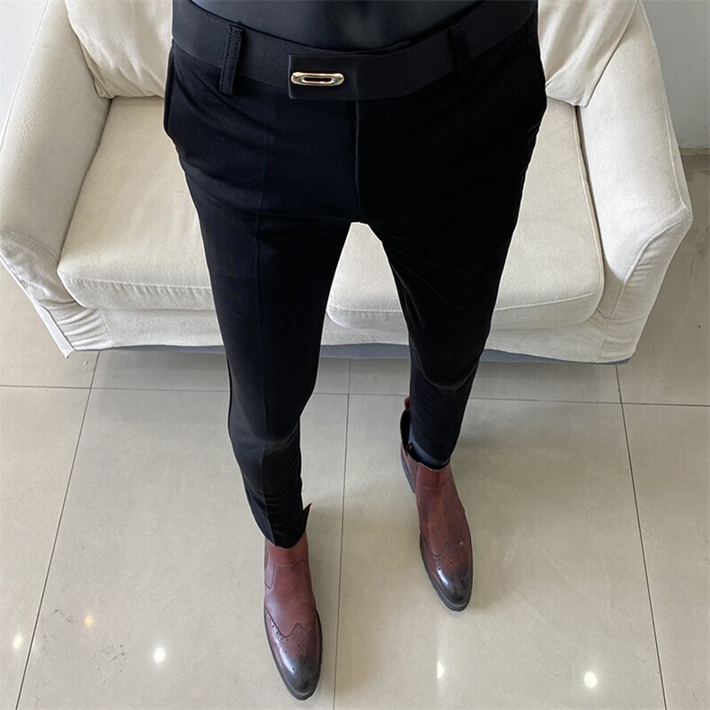 春季西裤男修身直筒高级感商务休闲裤男士裤长裤6160九分616—P55,男装休闲裤,电商B368