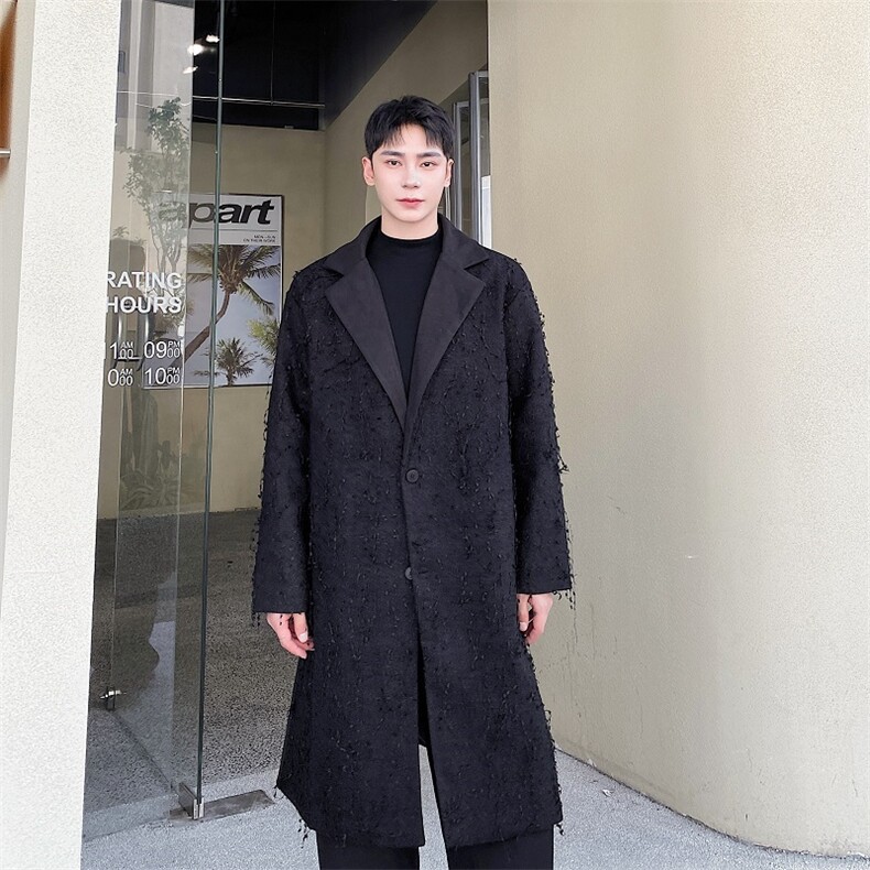 秋冬新款双面羊绒长款大衣男韩版潮流拼接毛呢外套A345-296-P185,女装短外套,电商A345