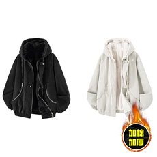 现货高品质美式高街重磅座山雕连帽pu皮棉衣男女加厚毛毛绒冬外套，男装皮衣，电商A443