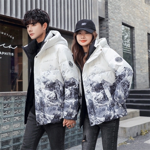 现货 外贸侧飞图立领光板团体服班服宽松韩版情侣学生外套羽绒服图片