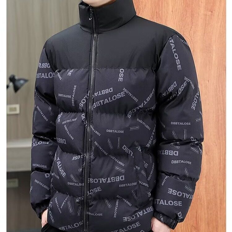 新款韩版棉服男加肥休闲印花字母棉衣外套冬季潮牌保暖加厚棉袄子,男装棉衣,星座1013