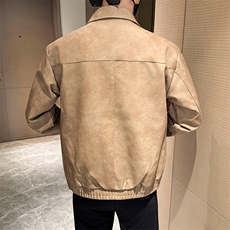 潮流皮衣外套男春秋季复古百搭拉链宽松机车服pu皮夹克潮JK2590，男装夹克，星座301B-1