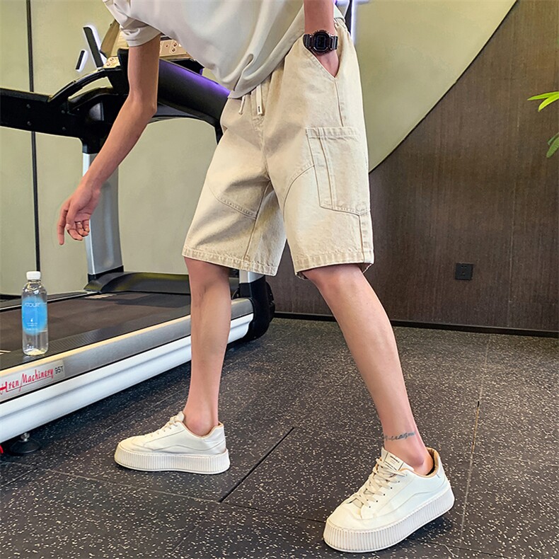 牛仔短裤男夏季2025新款潮牌休闲宽松运动男士短裤A313-1-K66-P68图片