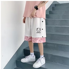 新款百搭无品牌时尚简约慵懒假两件排扣短裤男潮流夏季薄款宽文艺，男装牛仔裤，星座516A