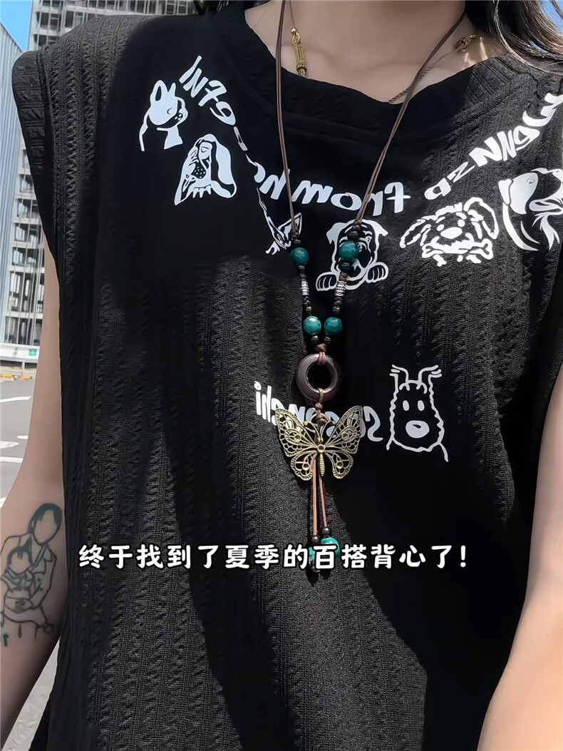 XZ809A/SSS12/P35/控48肌理感印花小狗背心T恤,男装背心/马甲,星座809A(原222-1)