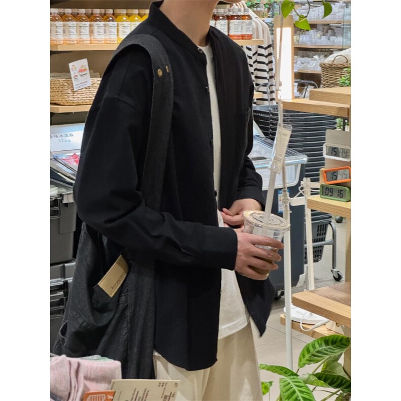长袖立领仿麻休闲衬衫1302-GC67-P40控68成分100棉,男装衬衫,星座1302