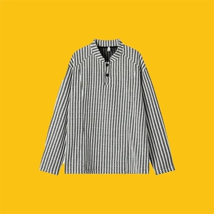 网络图，春秋季美式流百搭条纹宽松长袖鱼骨纹T恤XZ302B-1-W05P33图片