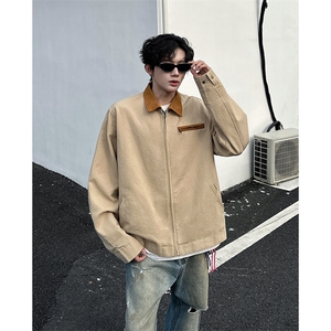 8XL-M春季水洗帆布短款夹克男生vintage美式复古工装外套JK003P98