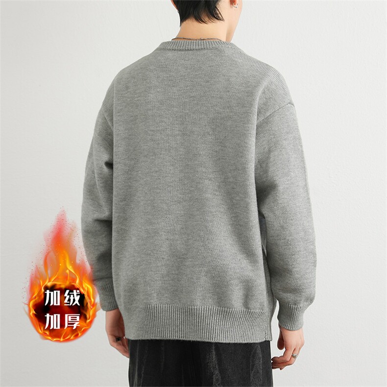 加绒加厚亨利领休闲针毛线衫男生潮牌上衣外套MY7007-1P80,男装针织衫/毛衣,星座914