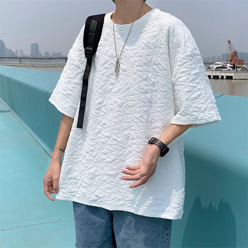 短袖t恤男设计感宽松半袖上衣夏季ins潮流休闲男生体恤T0315-P33图片