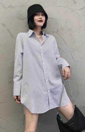 SGH2090洋气立领后开叉条纹衬衫,女装衬衫,L·H·X