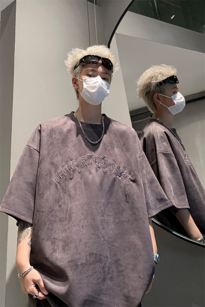 《21万针》重工刺绣麂皮绒短袖T恤男生体恤XZ514-2-202466-P58,男装T恤,星座514-2(原B239)