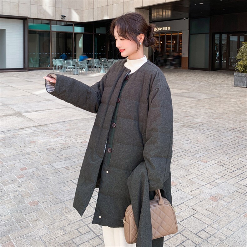 新品圆领带围巾90白鸭绒羽绒服2C158-6033-P330-K488,女装羽绒服,2C158