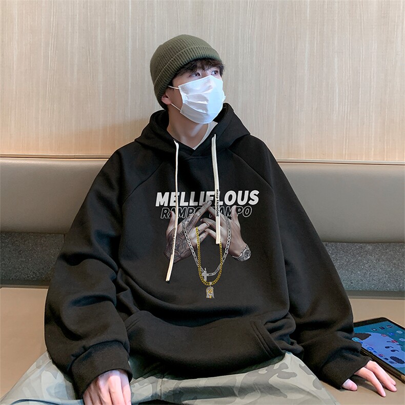 25新款港风华棉得物抖音直播高品质宽松男休闲连帽卫衣W5202P40,男装卫衣,电商C408-1(原B339-1)