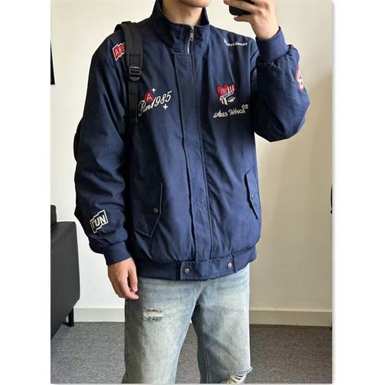 2026春秋美式嘻哈刺绣拼色棒球服外套男潮牌街头宽松情侣休闲夹克,男装夹克,星座1210-1