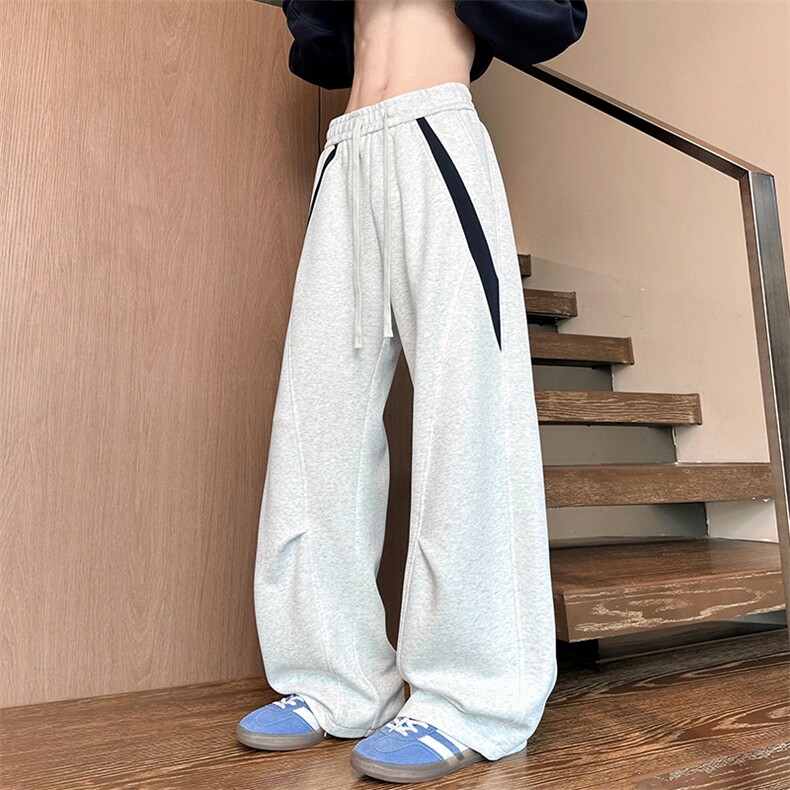 美式撞色拼接重磅卫裤男直筒宽松运动休闲裤K8677-特价P40,男装休闲裤,电商A007
