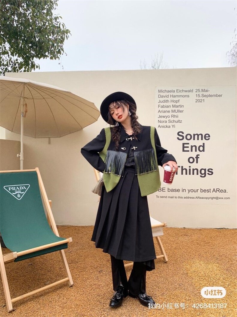 飞机扣流苏复古西装，女装西装，YOUER DENG