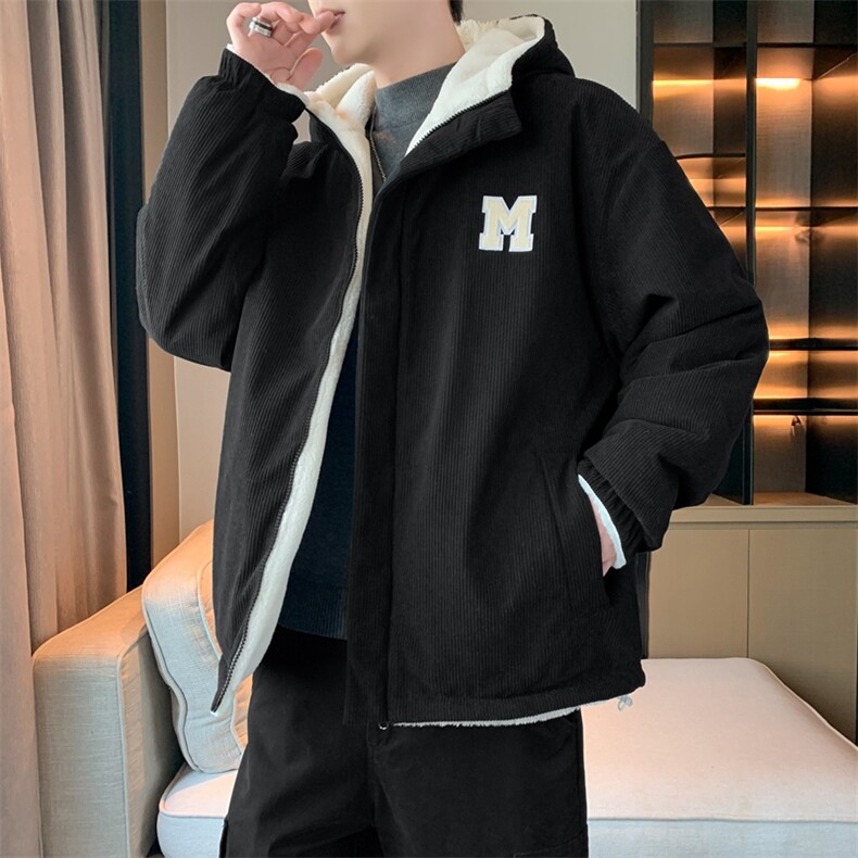 灯芯绒两面穿棉服男女羊羔毛棉衣外套冬季加厚棉袄M0811-P120,男装棉衣,星座308B-2