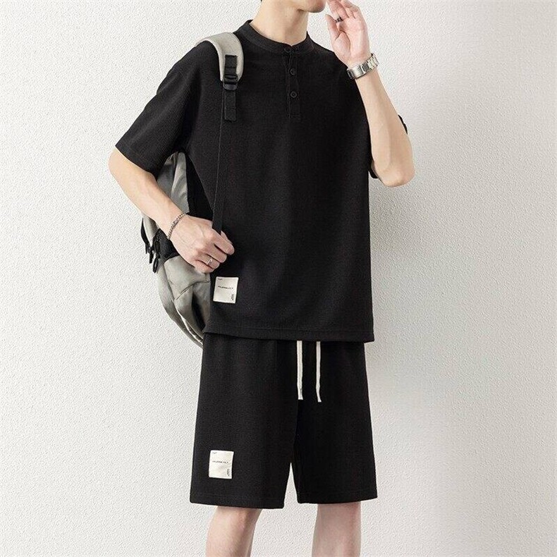 纯色二开TZ25313-特P60短袖T恤男套装夏季学生潮流帅气夏天男装,男装T恤,电商D310B