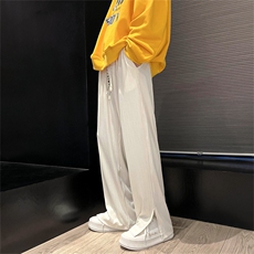 K60-P45早秋脚口开叉直筒宽松条纹休闲裤男女大码拖地长裤控68，男装休闲裤，电商B369（原A024）