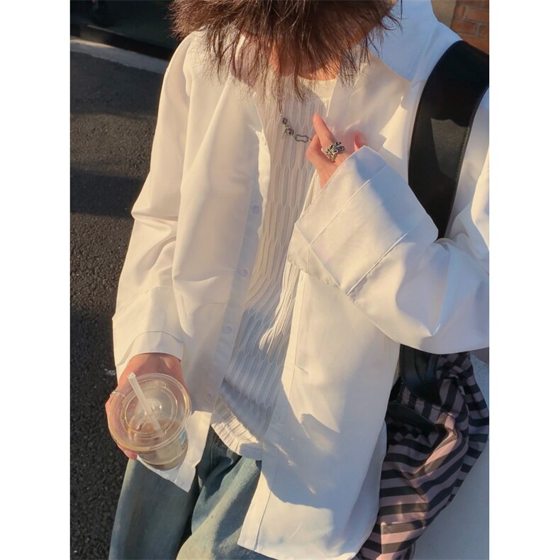 秋季新款港风美式日系vibe学院风纯色翻领长袖衬衫男潮 ZC757-P38图片