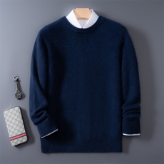 2025秋冬百搭时尚简约平面男圆领针织衫，男装羊绒套衫，艾驰羊绒