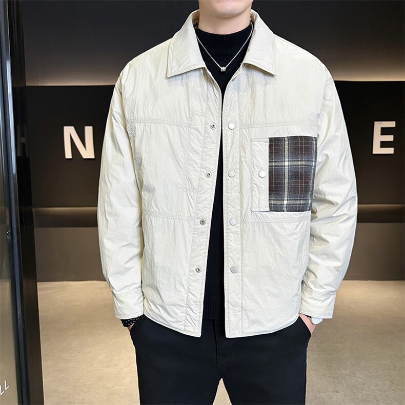 90新标2025设计款拼接翻领加厚保暖休闲羽绒服外套5883-P230,男装羽绒服,电商A413