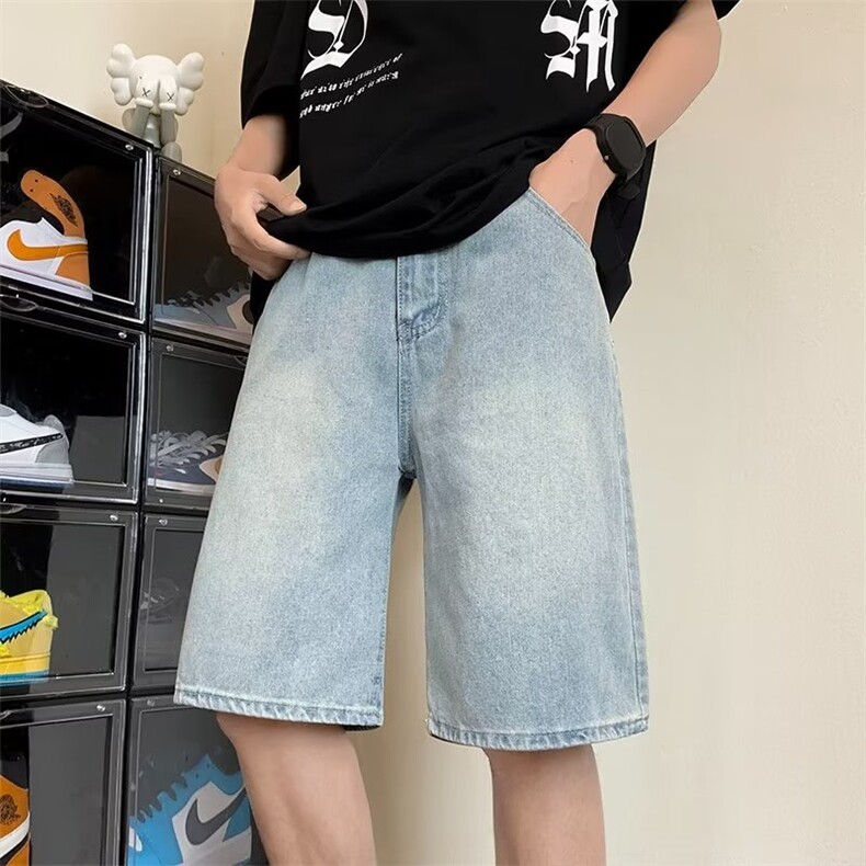 青春流行ins男直筒水洗牛仔短裤P38,男装牛仔裤,星座1116-2