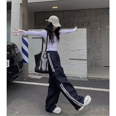 新款美式复古高腰显瘦牛仔裤女宽松阔腿直筒休闲裤垂感拖地裤流行，男装牛仔裤，星座506A