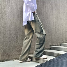 美式高街牛仔裤男韩版潮拼接个性2023秋冬新款ins长裤RK1146-P55，男装牛仔裤，星座412-3