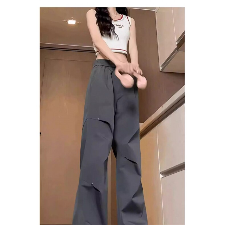 冲锋裤男春秋美式机能设计感伞兵裤铆钉褶皱阔腿休闲长裤H888P27,男装休闲裤,星座1013-1