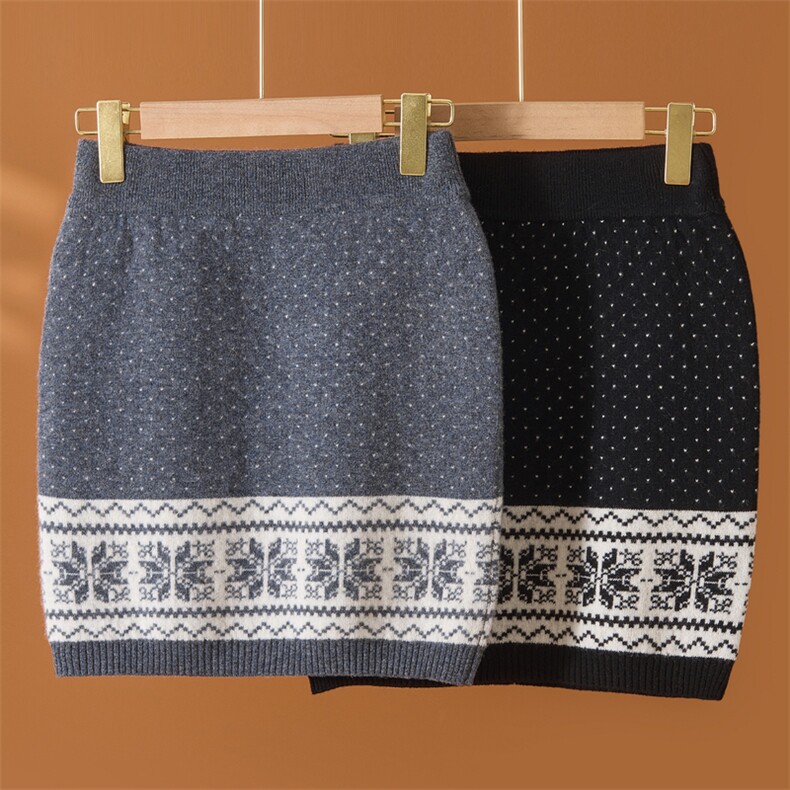 新款羊毛半身裙女短款高腰显瘦针织包臀一步裙子，女装半身裙，西欧羊绒